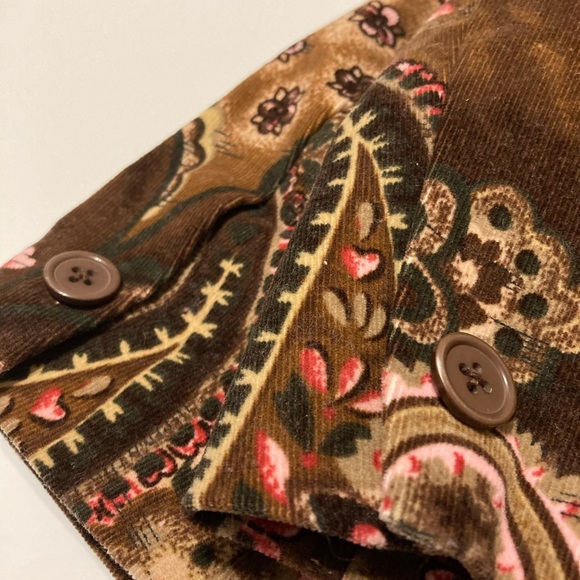 Larry Levine Short Jacket with brown and pink floral and paisley design. - Picture 4 of 12
